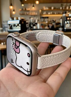 适用小米9pro表带手环8pro红米5/4皮质腕带高颜值夏季磁吸手表带