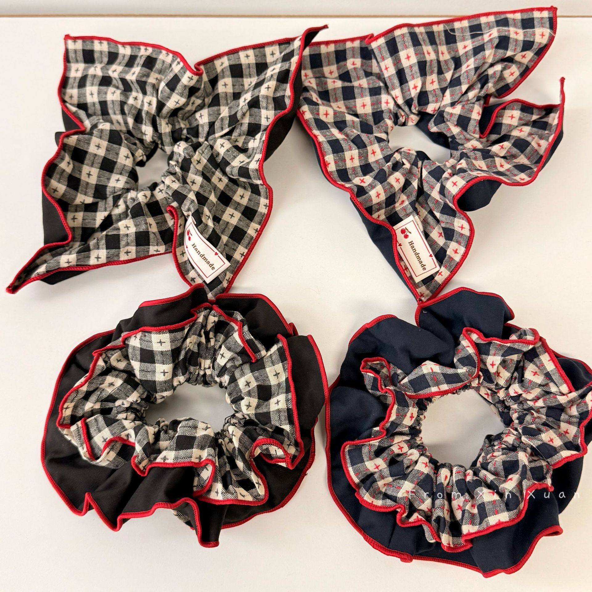 韩系甜美格纹花边大肠发圈红格子蓝牛仔撞色复古百搭发绳发饰新款,饰品/流行首饰/时尚饰品新,发饰,淘宝优惠券,粉丝福利购,淘宝优惠卷