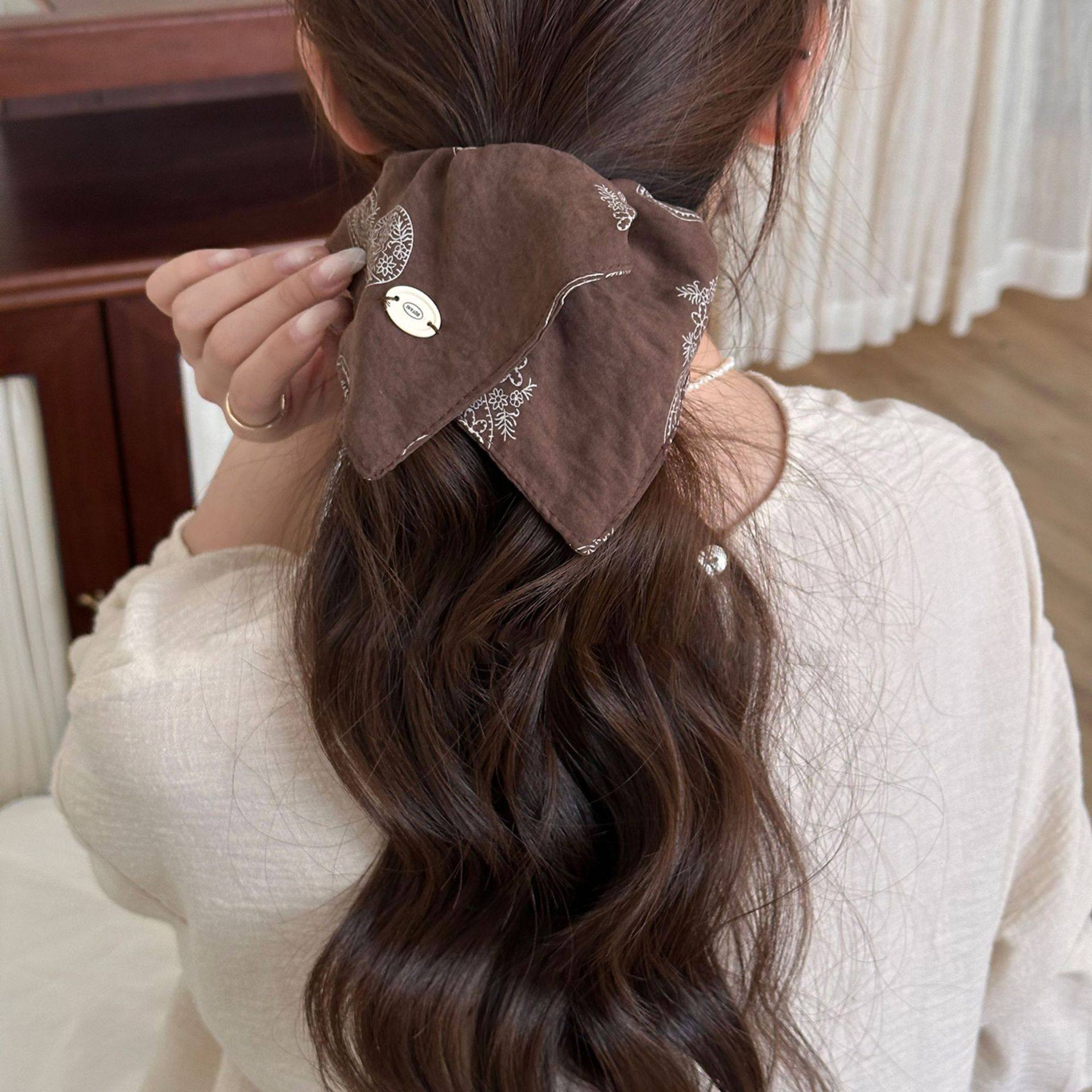 复古腰果花方巾发圈女高级感扎丸子头低马尾发绳气质洋气头饰发饰,饰品/流行首饰/时尚饰品新,发饰,淘宝优惠券,粉丝福利购,淘宝优惠卷