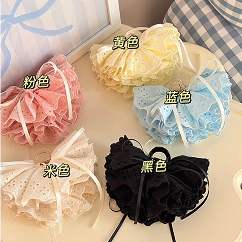韩系蕾丝花边裙摆抓夹丝带蝴蝶结甜美盘发鲨鱼夹小众百搭发饰新款