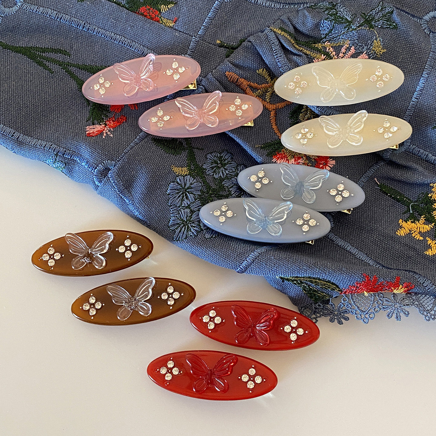 法式复古时尚森系水钻蝴蝶醋酸发夹小众高级感侧边夹碎发刘海夹,饰品/流行首饰/时尚饰品新,发饰,淘宝优惠券,粉丝福利购,淘宝优惠卷