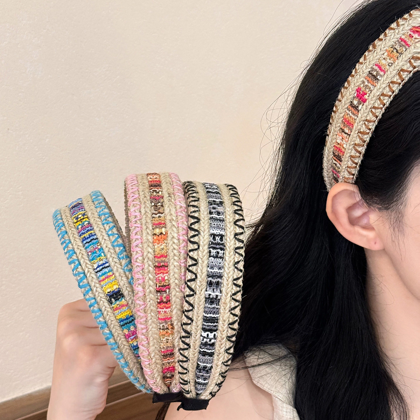 波西米亚复古宽边编织发箍女高颅顶刘海压发头箍2026新款气质发饰