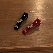 马上有钱 闪钻小马星星发夹发卡复古丝绒一字鸭嘴夹碎发刘海边夹