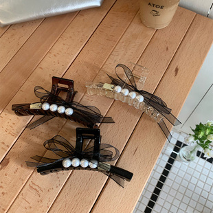 黑白波点飘带发箍后戴式绑带一体头箍高颅顶带齿防滑倒梳发卡头饰