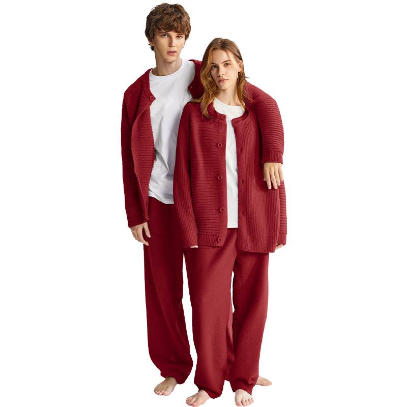 SOFU半边绒红色本命年家居服女