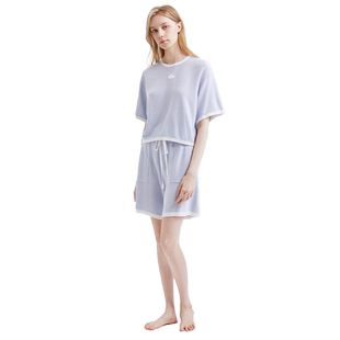 sofu双色肌理短袖短裤家居服套装女薄款宽松睡衣可外穿春夏居家服