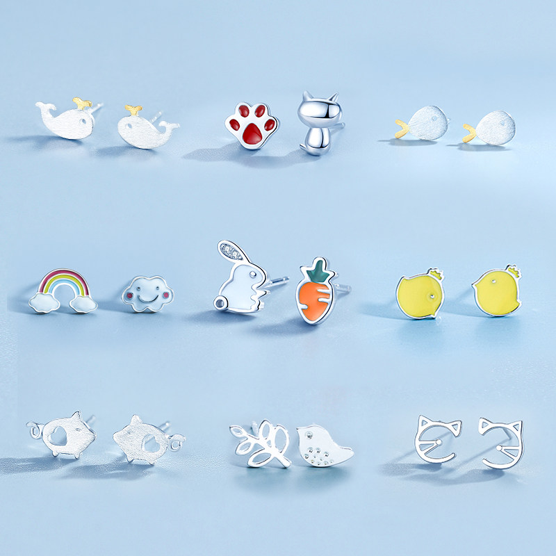 925纯银耳钉女2025年新款潮耳饰小众可爱儿童养耳洞兔子女孩耳环,饰品/流行首饰/时尚饰品新,耳钉,淘宝优惠券,粉丝福利购,淘宝优惠卷