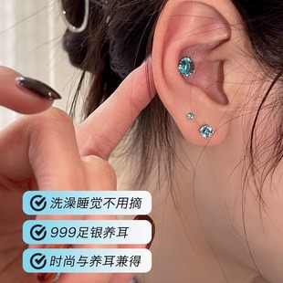 999纯银螺丝耳钉女养耳洞睡觉免摘耳骨钉高级感耳蜗钉耳环银耳饰
