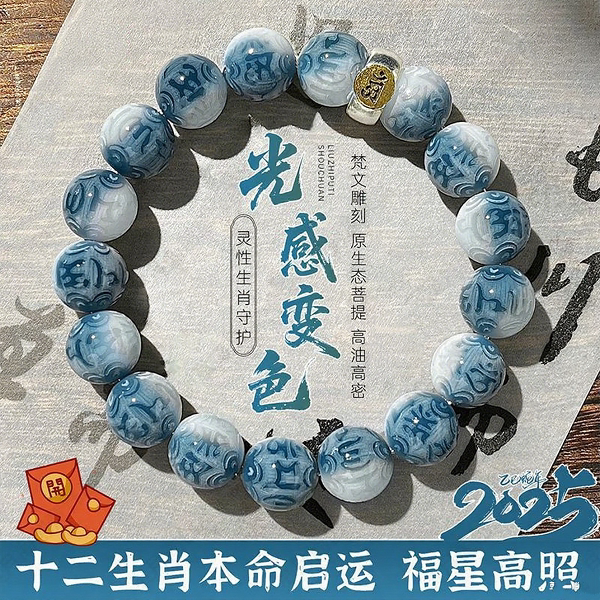 十二生肖菩提果手串光感变色文玩