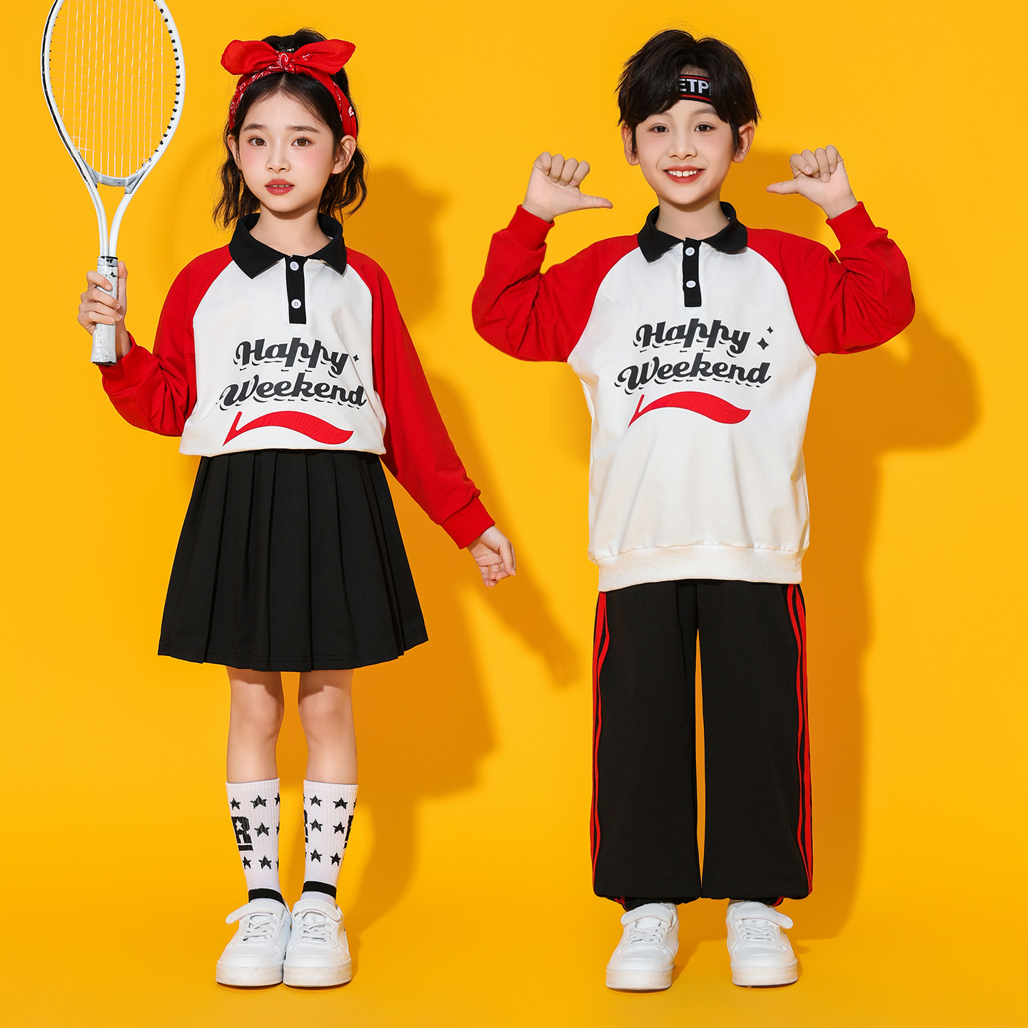 儿童啦啦操演出服中小学生运动会开幕式表演服服装街舞男女童套装