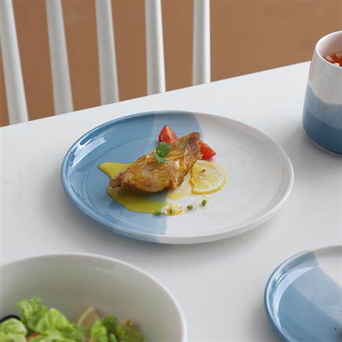 单人餐具套装家用陶瓷盘子釉下彩一人食一勺碗筷情侣一对精致碗碟