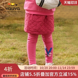 女孩纯色格子短裙套装 工装 儿童半裙2024新款 vauva女童短裙春秋款