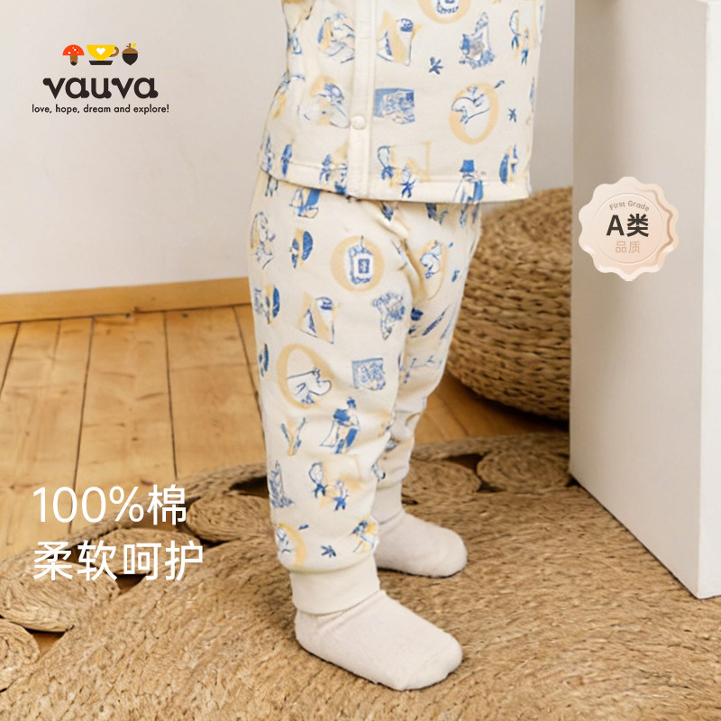 [Vauva]2026新品姆明联名婴儿打底婴儿裤纯棉宝宝长裤白色印花