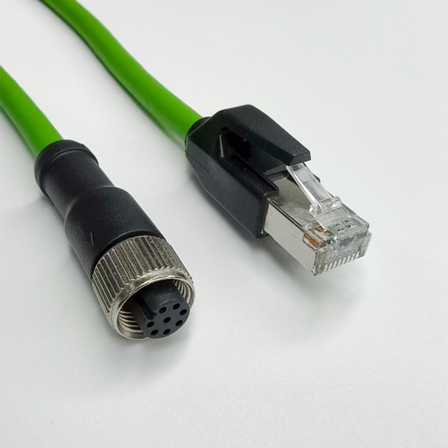Eight-core A-type industrial aviation M12 to RJ45图片