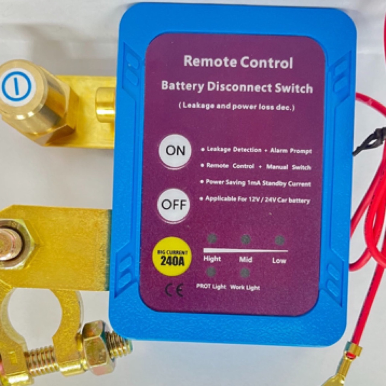 汽车电瓶负极断电器12V24V防亏电漏电保护遥控手动一体智能铜头