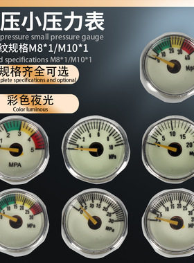 恒压表30mpa高压气筒气泵测压小表m8/m10夜光 5/10/20/30/40mpa