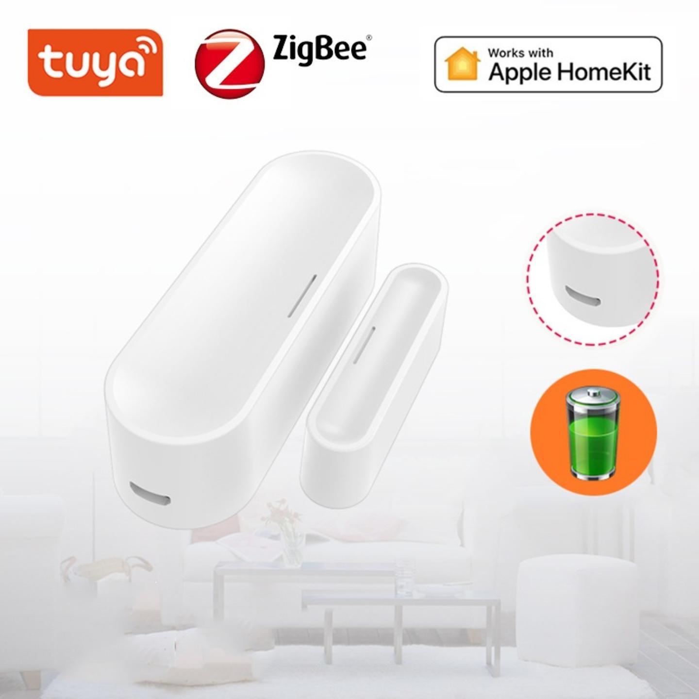 HomeKit涂鸦智能ZigBee门窗防盗传感器USB供电锂电池门磁探测器
