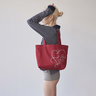 时尚 25年新款 坠珠简约帆布包女单肩手提包购物袋 韩国 SCULPTOR