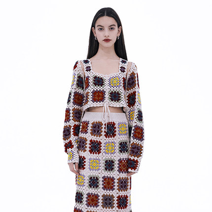 SCULPTOR徐梦洁/JOY朴秀荣手工针织披肩女外搭坎肩波西米亚风上衣