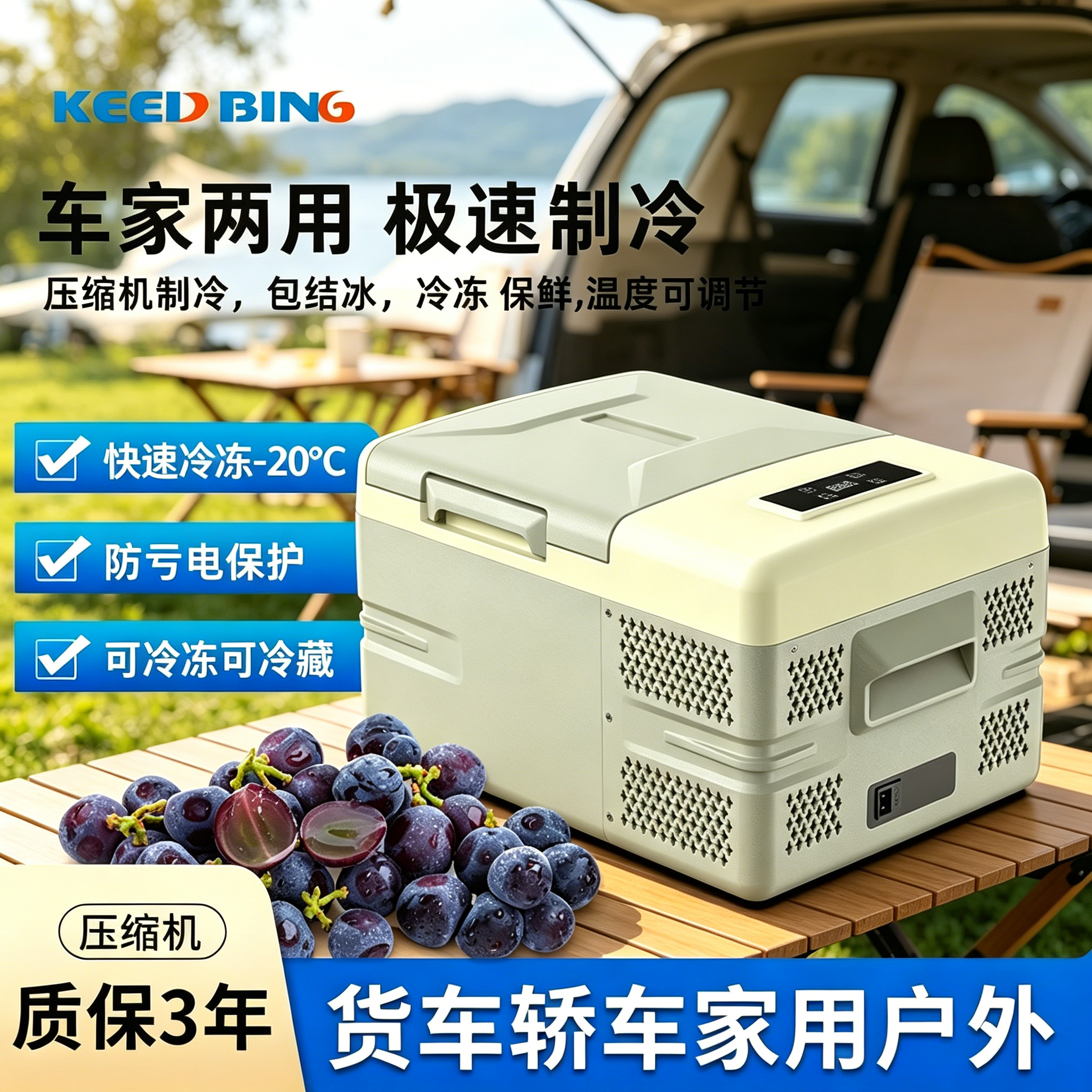 科亿德车载冷冻冰箱12V/24V/220V