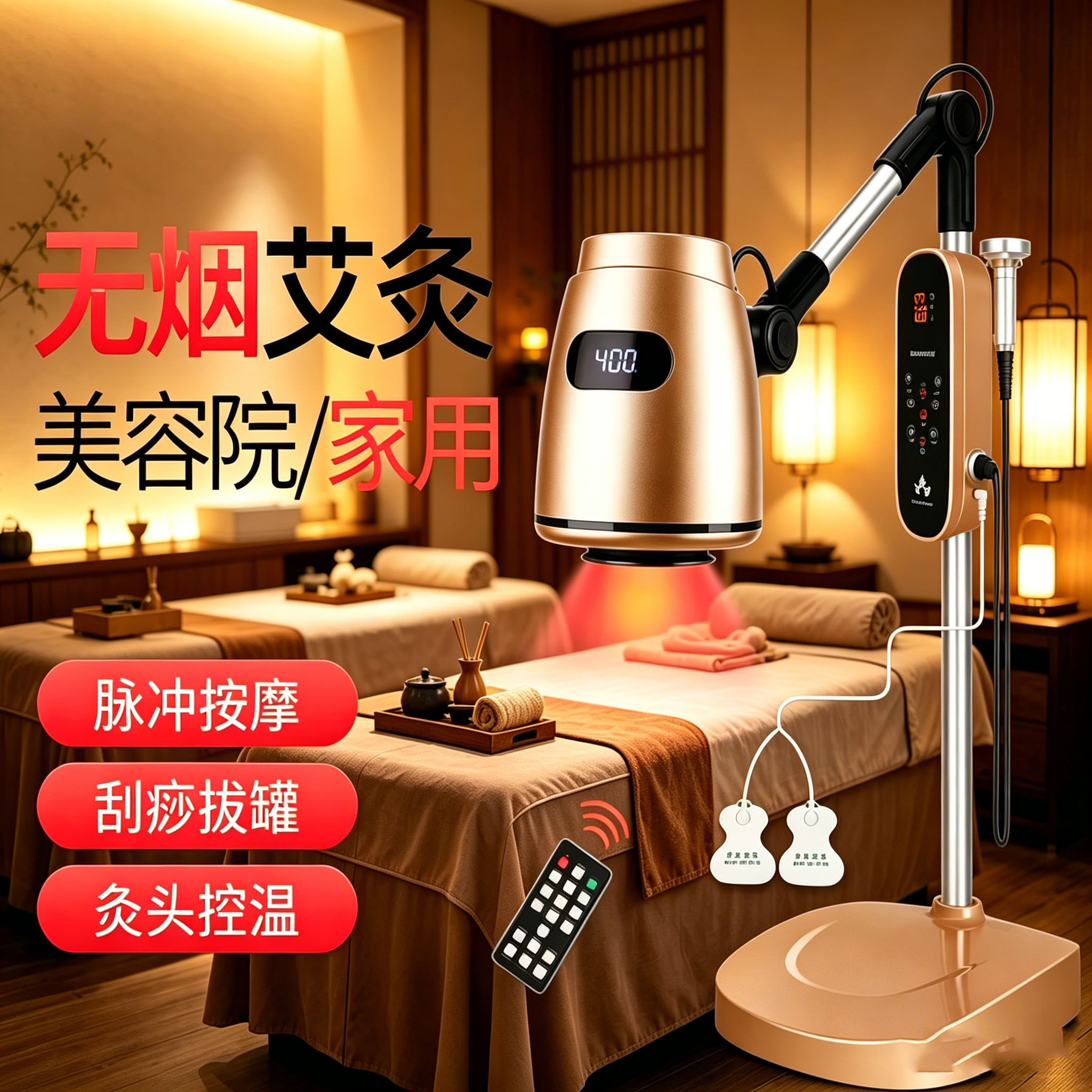 艾灸家用仪器家庭式随身艾炙盒加艾绒宫寒养生灯美容院全身熏蒸仪