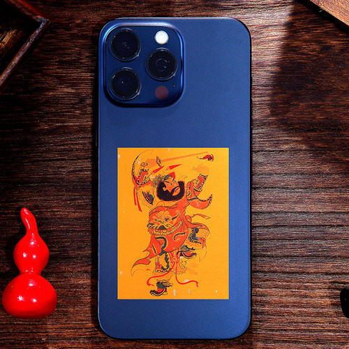 天师钟馗手机后壳贴护身平安装饰