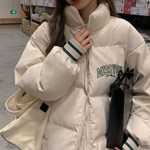 2023年冬季新款韩版宽松绣花学生面包服棉衣女棉服加厚保暖外套潮
