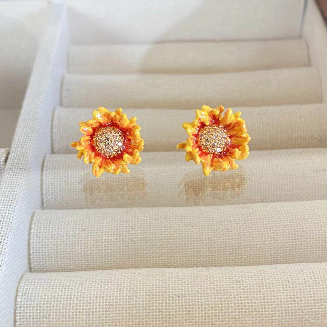 法国珐琅春夏繁花向日葵虞美人丁香花耳钉耳夹戒指,饰品/流行首饰/时尚饰品新,耳环,淘宝优惠券,粉丝福利购,淘宝优惠卷