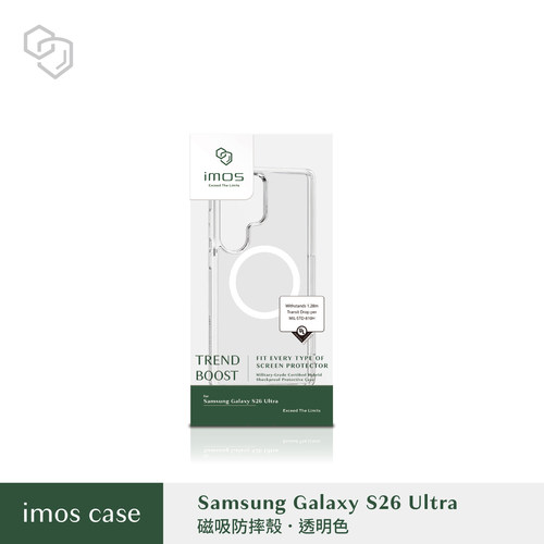 台湾imos适用于三星S26Ultra磁吸全透明防摔轻量化军规手机壳Galaxy S26+/S26美国军规认证双料全包保护套壳