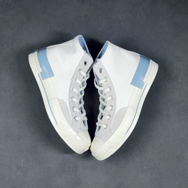 奶蓝奶粉拼色1970S帆布皮拼接解构鸳鸯水晶底高帮帆布鞋男女鞋