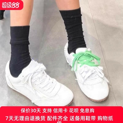 Super LowPro复古薄底鞋长绒麂皮拼接粗粝毛边牛仔低帮板鞋男女鞋