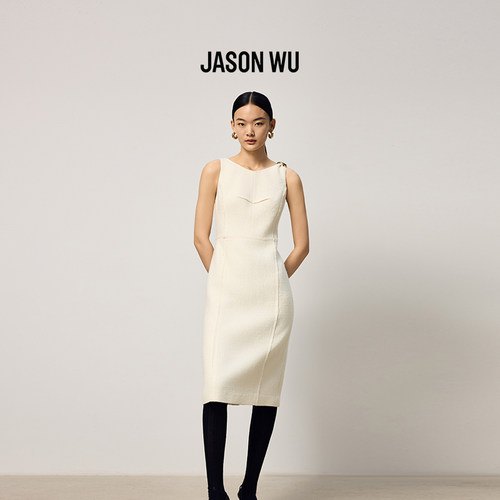 【绵羊毛】JASON WU新款通勤金属装饰修身无袖连衣裙裙子