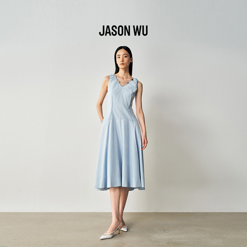 JASON WU26年夏季新款串珠V领连衣裙女士无袖百搭款A字裙商场同款
