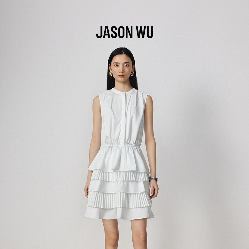 jasonwu多层荷叶边收腰连衣裙