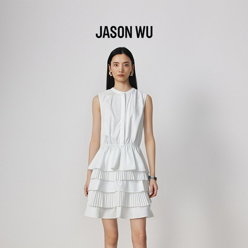 jasonwu多层荷叶边收腰连衣裙