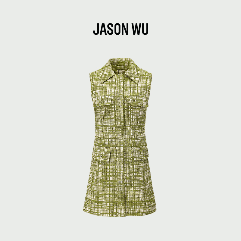 jasonwu马甲式粗花呢连衣裙