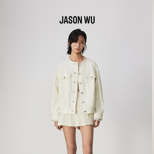 【新品】JASON WU 新款无领牛仔通勤百搭上衣外套夹克女