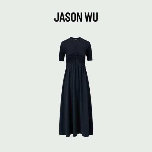 jasonwu针梭拼连衣裙扭结