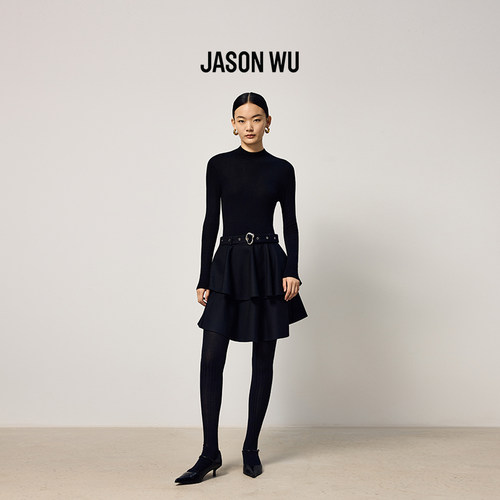 【绵羊毛】JASON WU 新款纯色不规则蛋糕裙半身裙裙子女