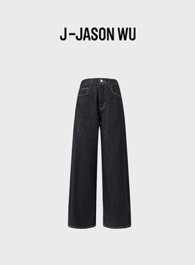 JASON WU-J系列水洗柔顺牛仔裤高腰直筒宽松时尚简约休闲裤女款