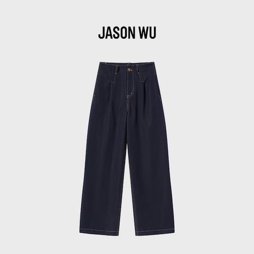 JASON WU-J系列新款高腰直筒牛仔裤显瘦宽松