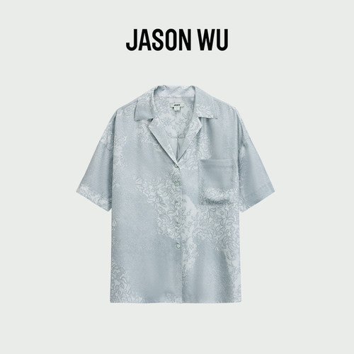 【桑蚕丝】JASON WU新款休闲通勤气质印花翻领衬衫上衣女