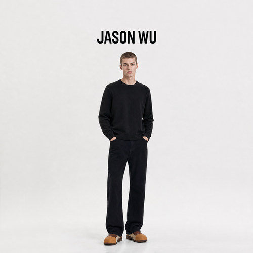 JASON WU-J系列男士黑色羊绒套衫长袖百搭休闲潮流时尚