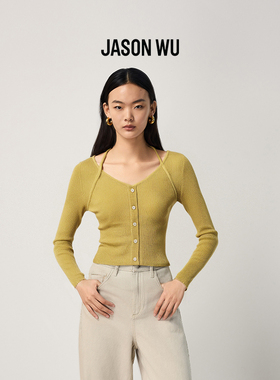JASON WU 25秋季新款羊毛V领毛针织衫女套头基础百搭通勤长袖毛衣