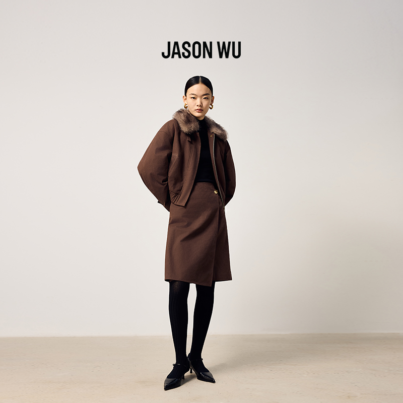 JASON WU2025秋冬新款时髦通勤休闲百搭水洗棉毛领棉服夹克外套女