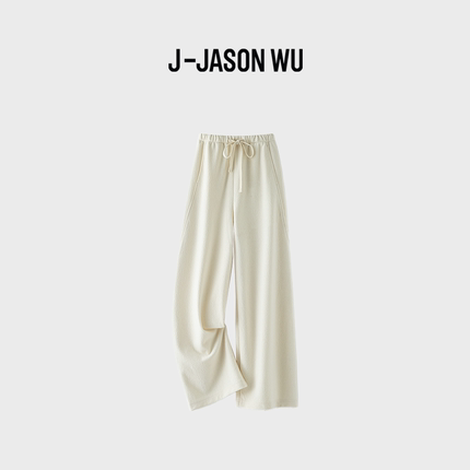 JASON WU-J系列泡泡纱云感软糯加绒轻柔垂感高腰阔腿休闲直筒裤