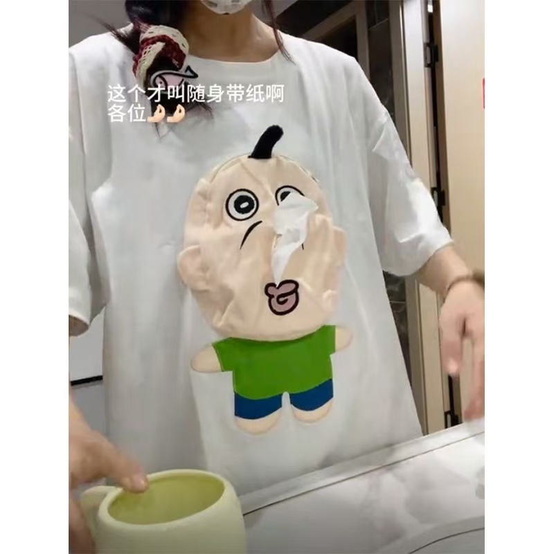 3D卡通抽纸衣服能放纸巾的T恤搞怪随身带纸短袖上衣夏季好玩上衣
