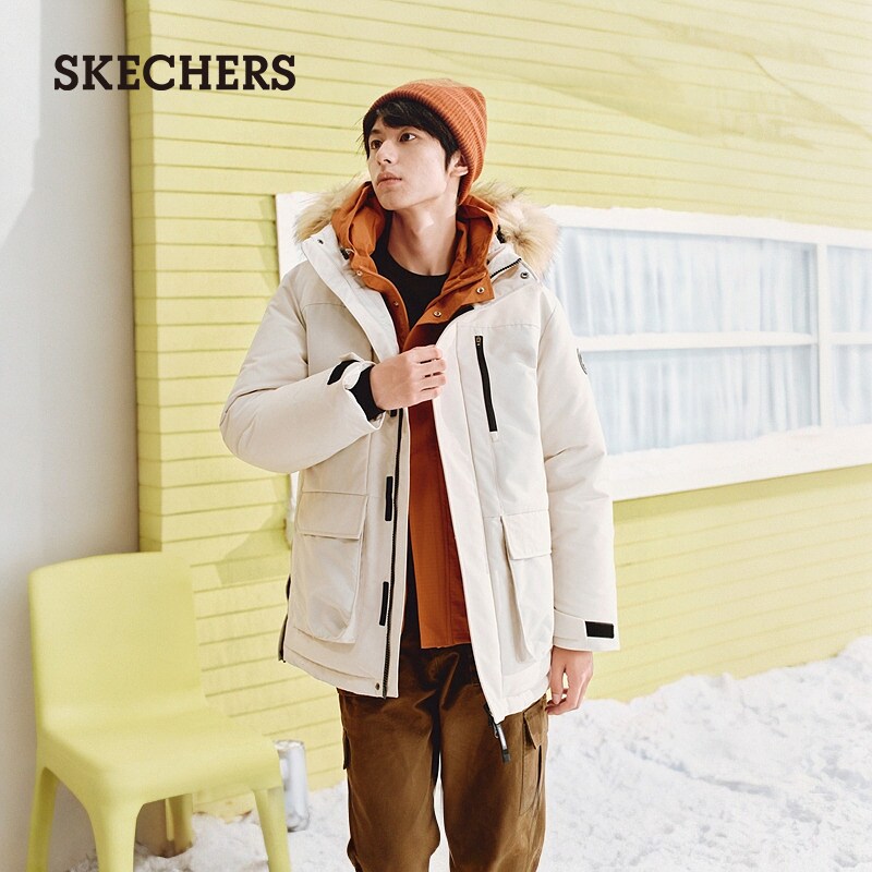 Skechers斯凯奇男女长款羽绒外套