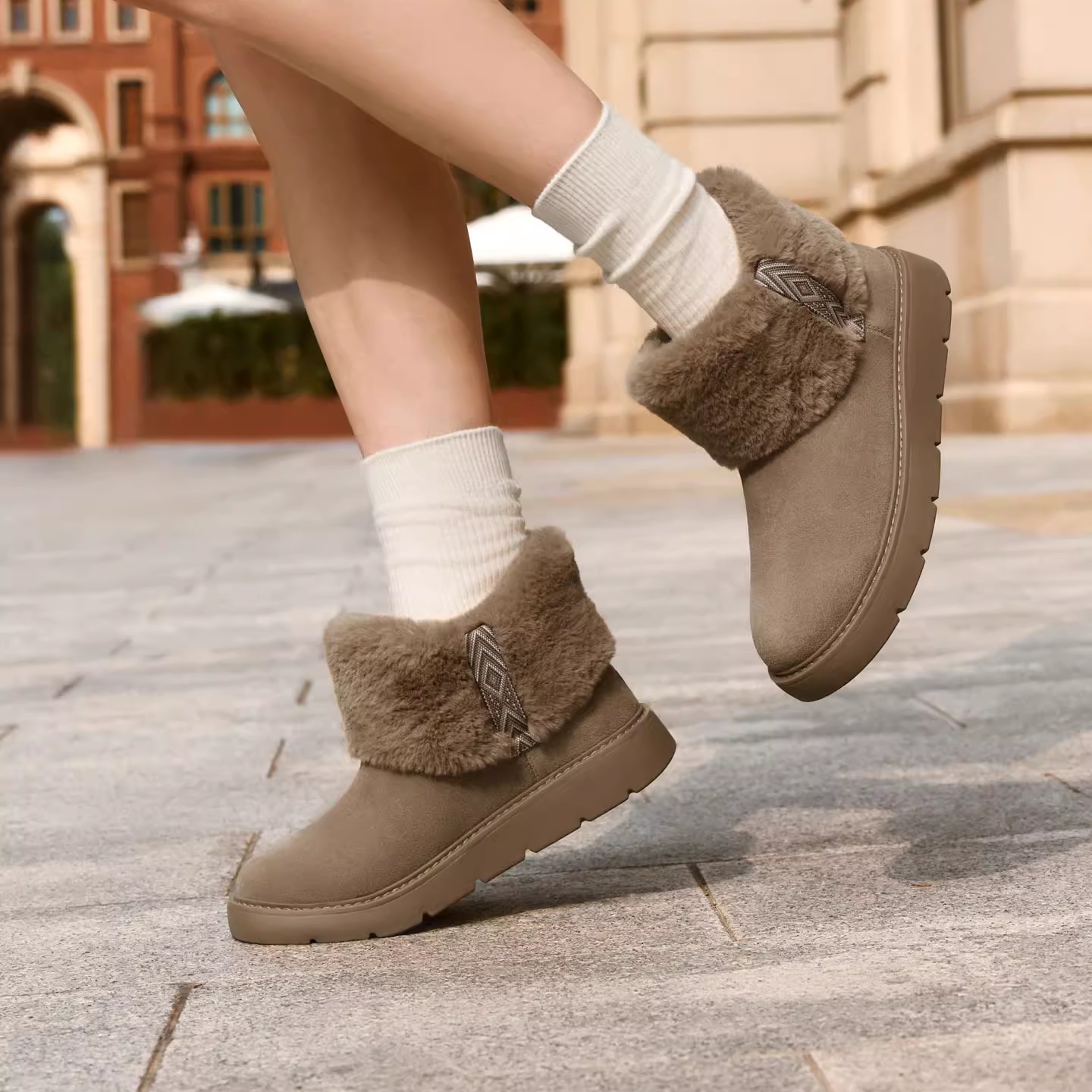 Skechers斯凯奇女鞋一脚蹬雪地靴