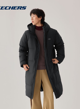 Skechers斯凯奇男女同款秋冬长款羽绒服保暖防风休闲外套L425U107